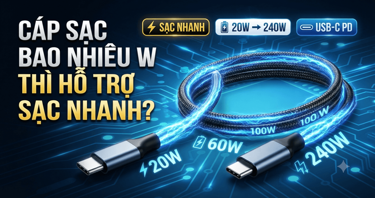 Cáp Sạc Công Suất Bao Nhiêu Thì Hỗ Trợ Sạc Nhanh?