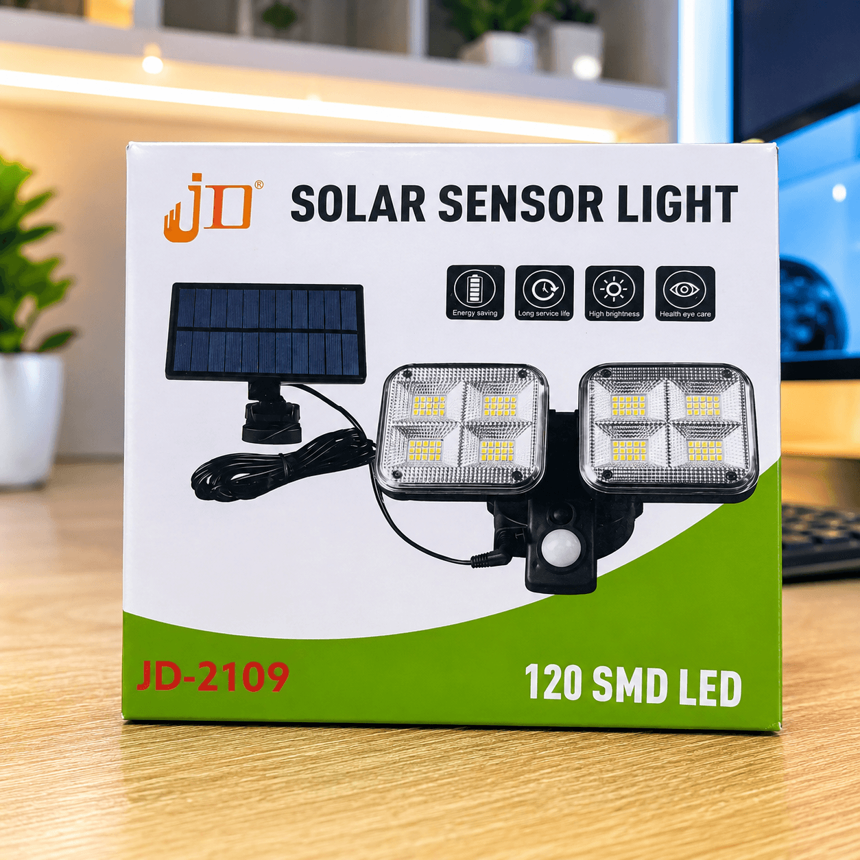 Đèn Năng Lượng Mặt Trời 120 Led Siêu Sáng KT00888, Có Cảm Biến Chuyển Động, Tấm Pin Rời Dễ Lắp Đặt