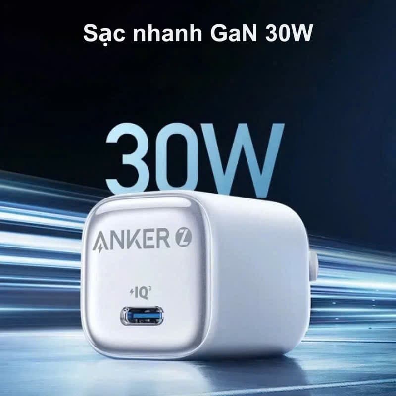 Củ Sạc GaN Anker Zolo 30W PD Sạc Nhanh Không Nóng, Chân Gập Gọn