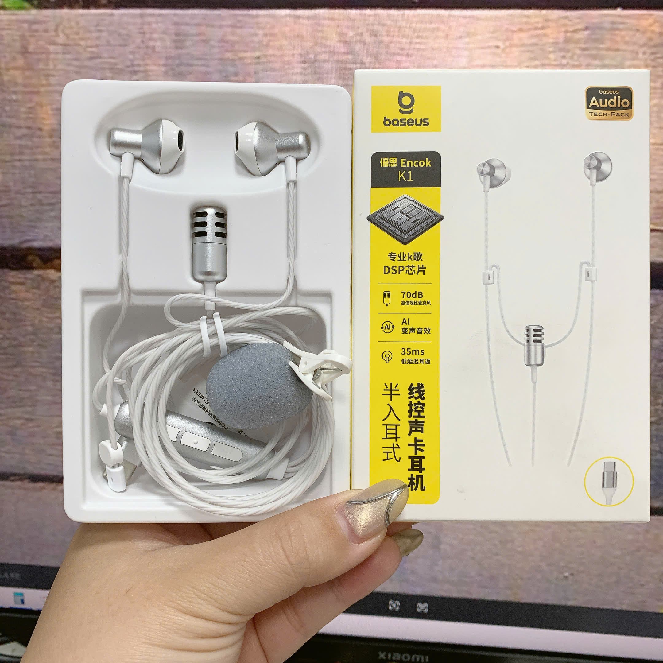 Tai Nghe Dây Type C BASEUS ANCOK - K1, Dùng Được lp 17, Mic Thu Âm Chuyên Nghiệp Hát Karaoke Online
